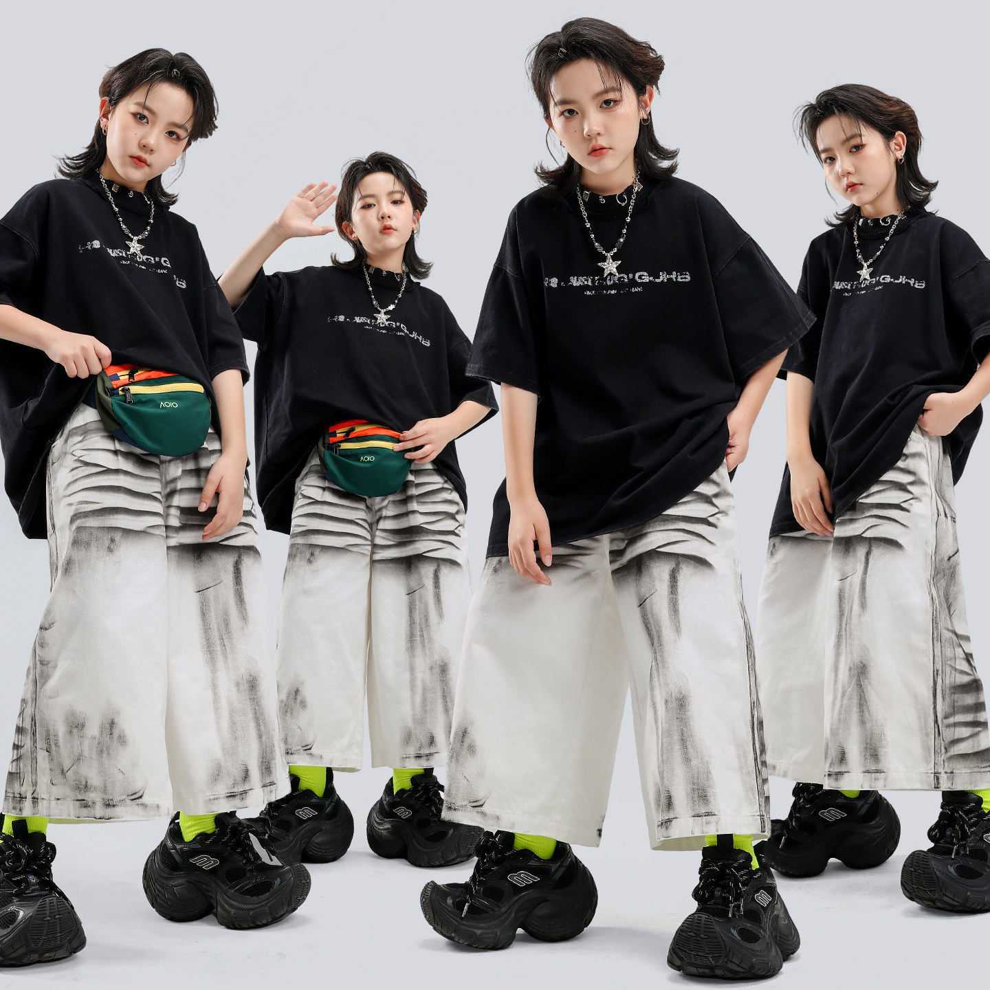 儿童街舞潮服男女童嘻哈套装