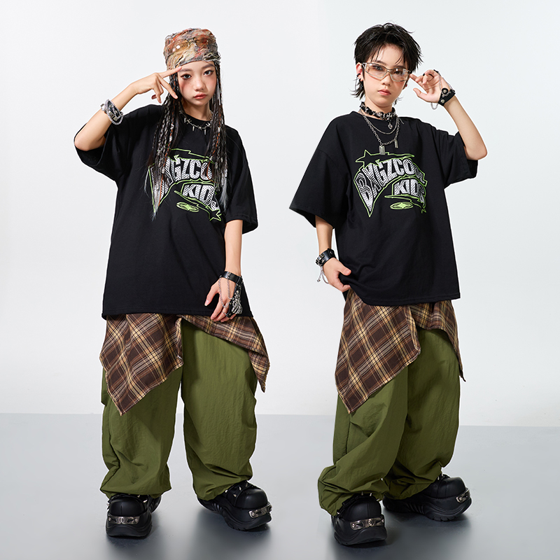 儿 童街舞潮服演出服男女 童套装hiphop少儿嘻哈爵士舞架子鼓潮牌