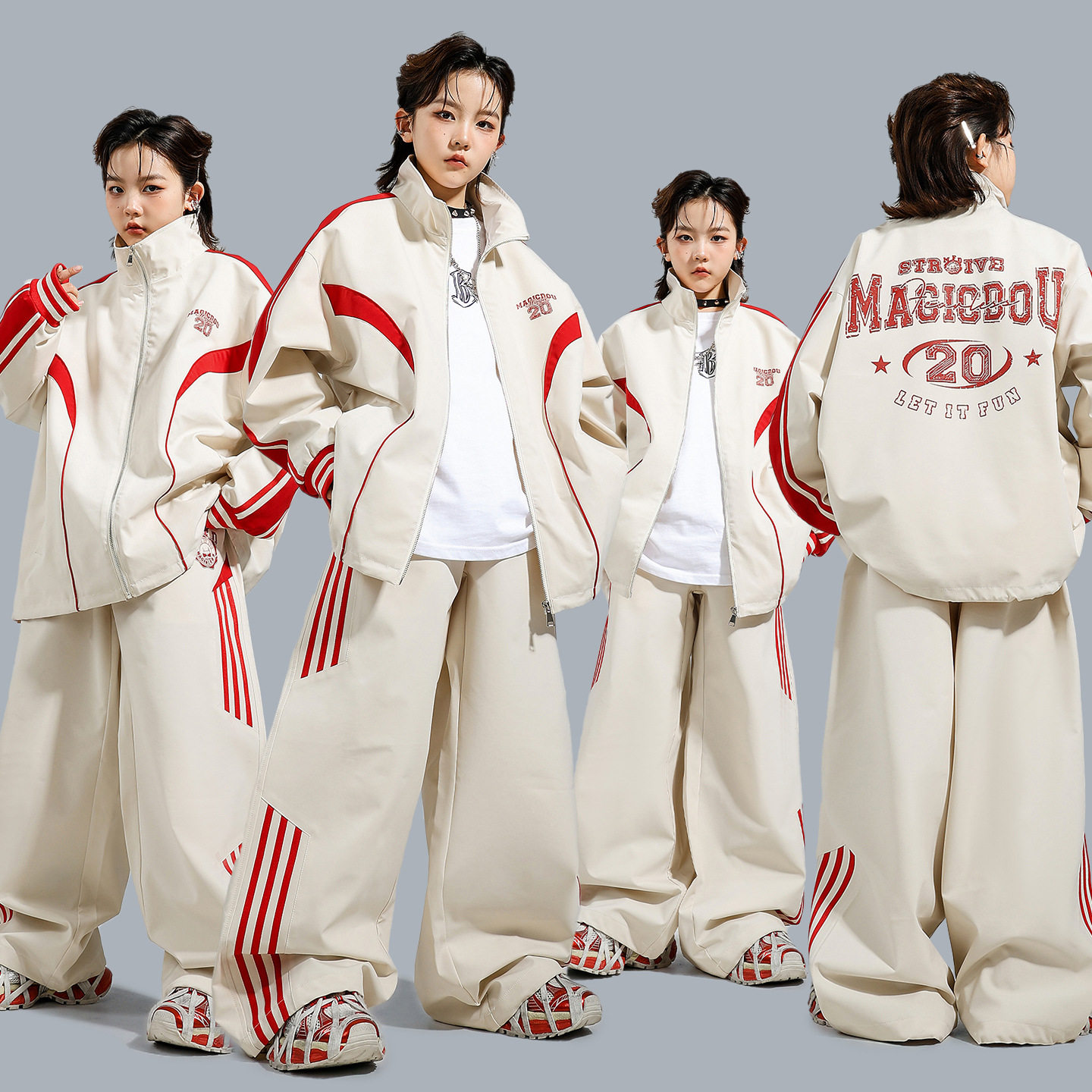 儿童街舞演出服嘻哈男童秋冬宽松外套潮酷少儿hiphop架子鼓表演服