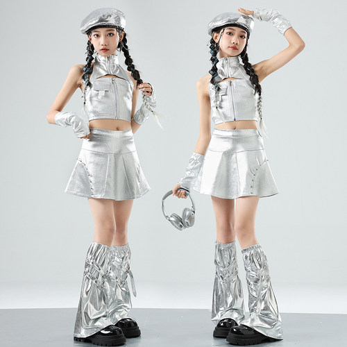 银色爵士舞演出服女团风科技感