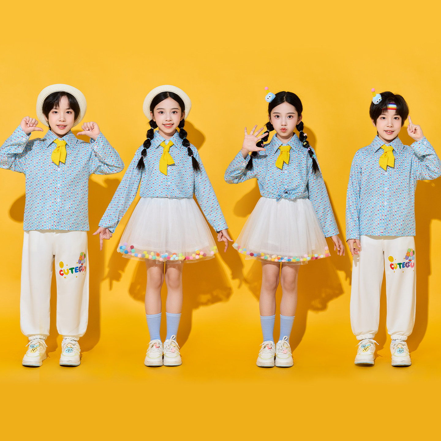 小学生运动会服装开幕式卡通衬衫