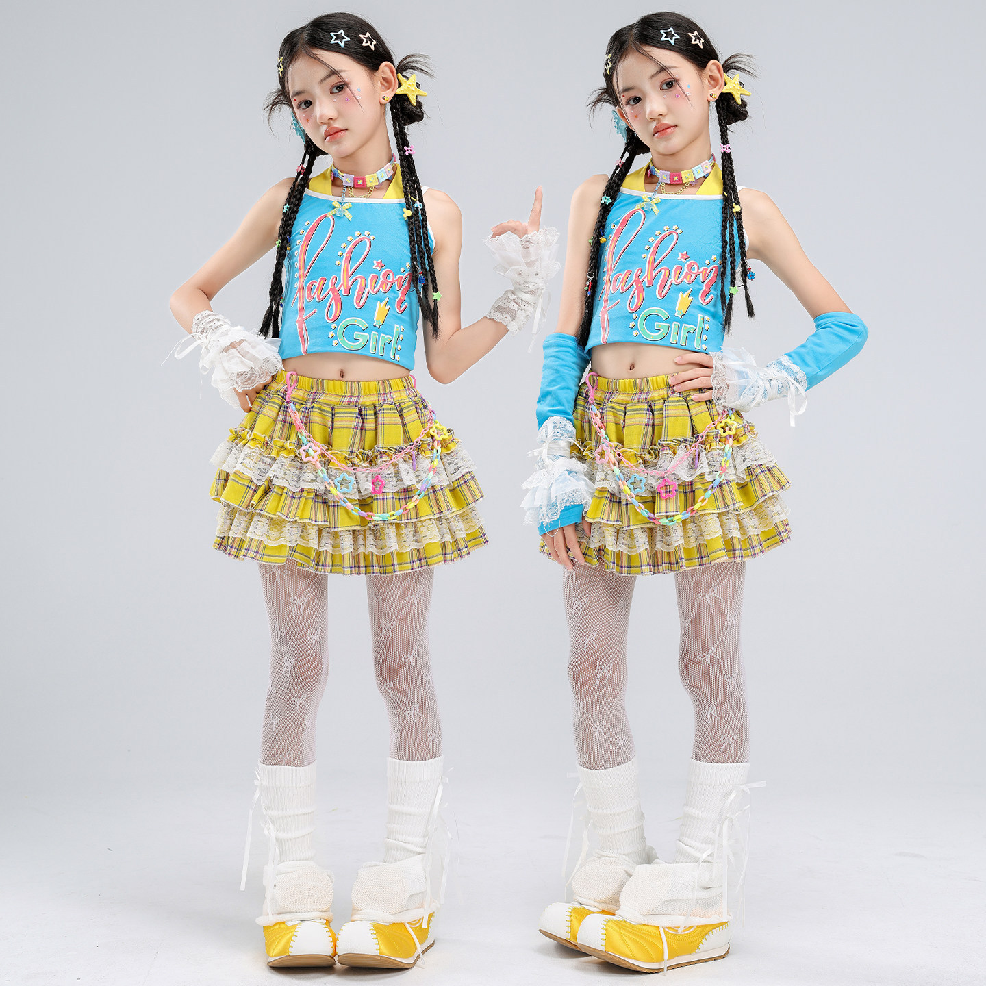 女孩爵士舞蹈服装女童爵士舞套装