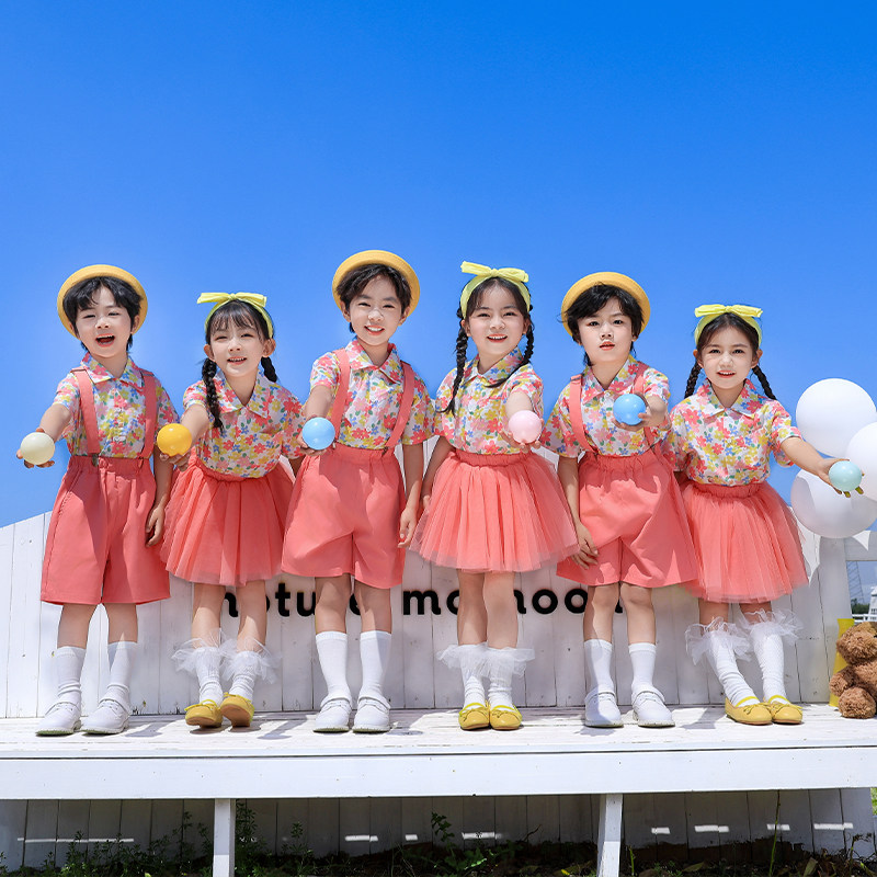 儿5童啦啦队演出服幼儿园6合唱班服小学生运动会班服六一表演服装