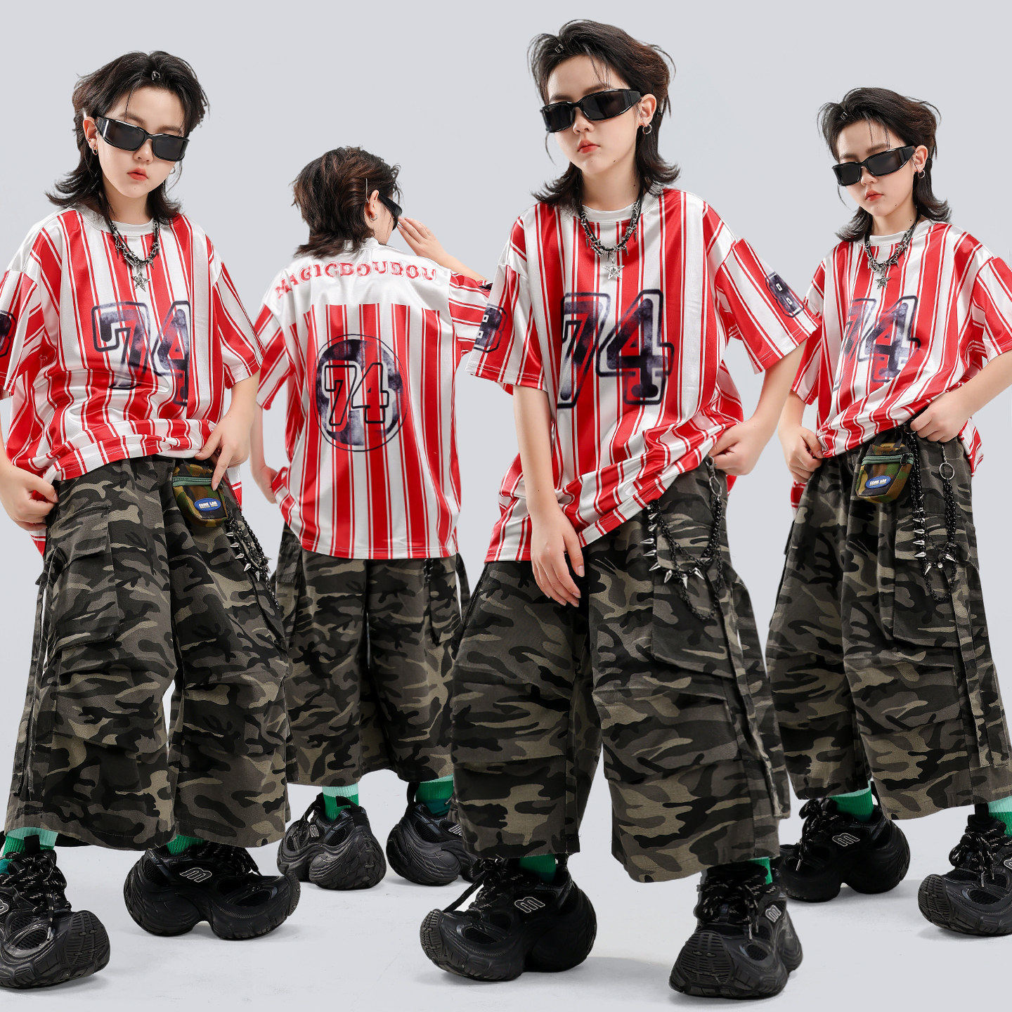 儿童街舞潮服嘻哈男女童迷彩
