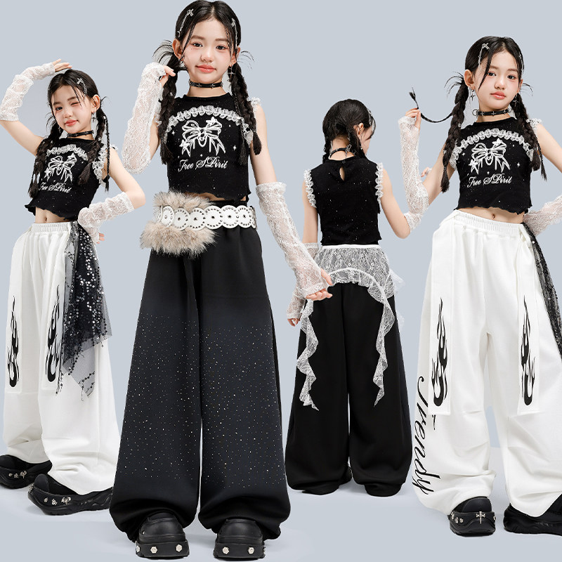 女童爵士舞服装jazz露脐背心女孩