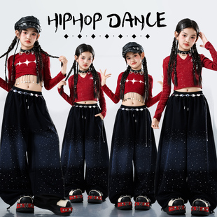 潮 少儿走秀爵士舞蹈服装 女童新款 时髦炸街jazz儿童街舞演出服套装