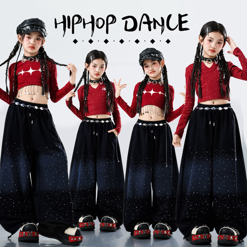 新款时髦炸街jazz儿童街舞演出服