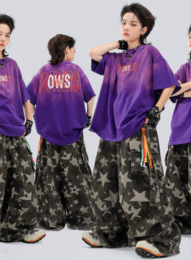 少儿街舞服装嘻哈男童潮服紫色