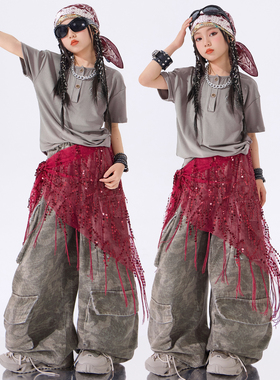 女童少儿爵士舞服装儿童蹈服套装jazz女孩街舞女团舞台走秀表演服