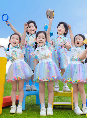 幼儿园炫彩衬衫背带裤蓬蓬裙