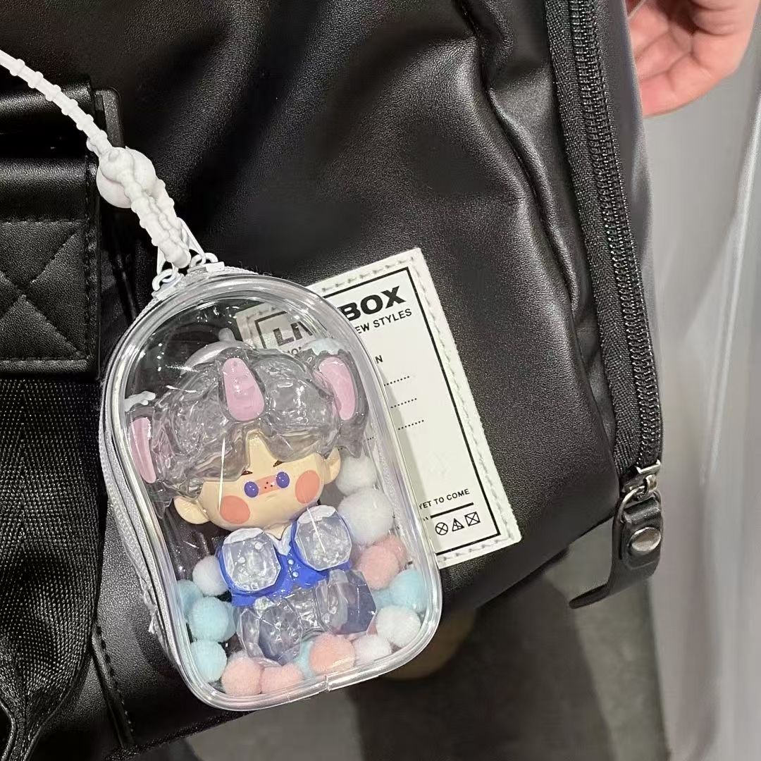 娃包10cm15cm泡泡玛特防尘展示PVC高透明外出ob11手办溜娃痛包