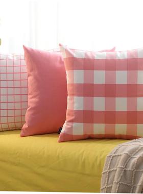 sofa pillow pillow backrest cotton cushion cover plaid pillo