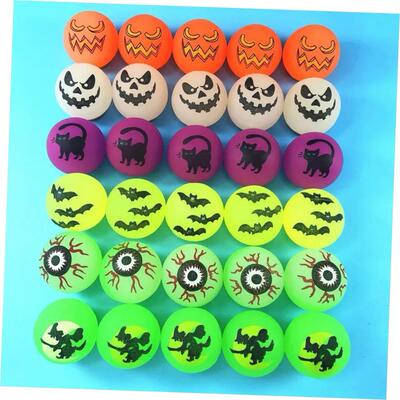 30Pcs Halloween Luminous Bouncy Ball Pumpkin Witch Rubber