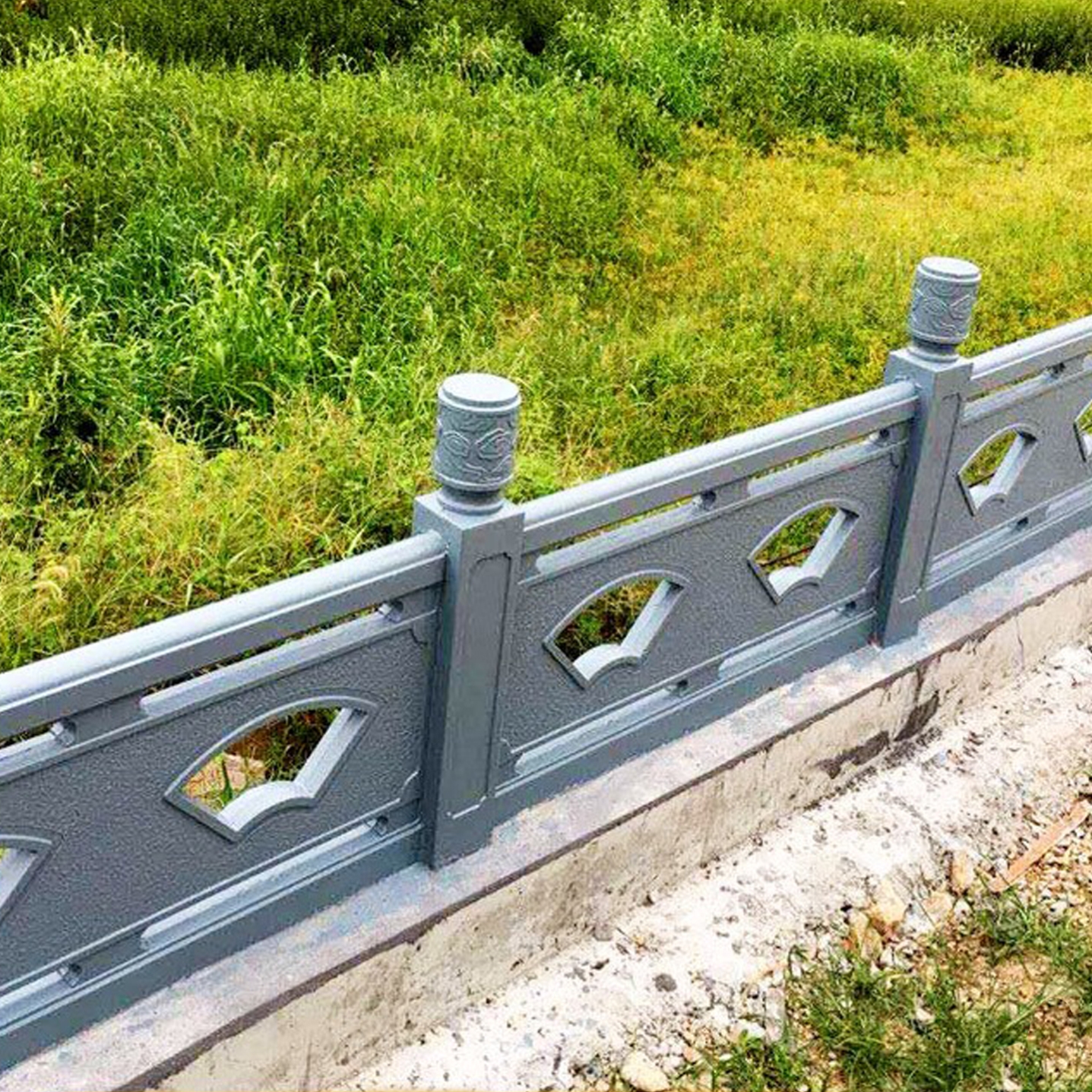 水泥仿石护栏河道桥梁景观扇形围栏新农村池塘混凝土大理石材栏杆