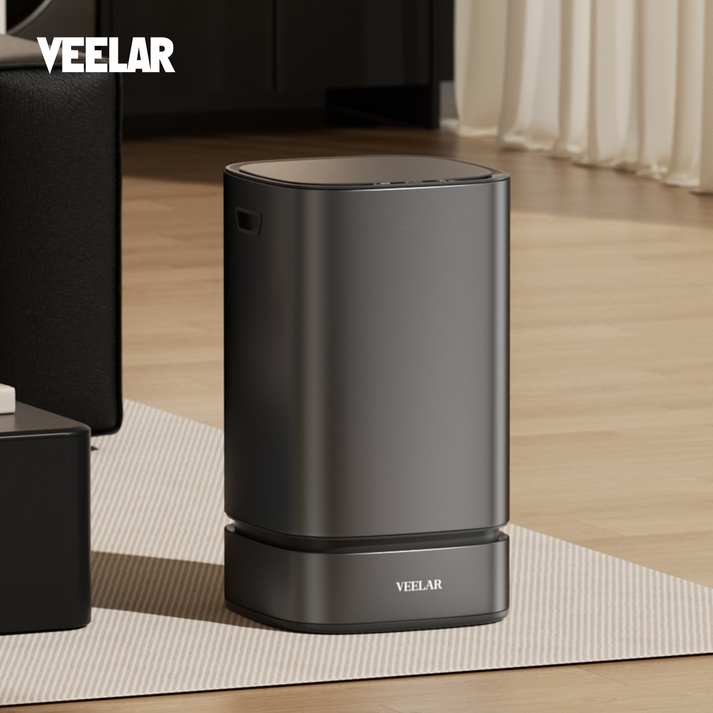 VEELAR智能感应垃圾桶厨房不锈钢自动开盖高颜值极简家用2026新款
