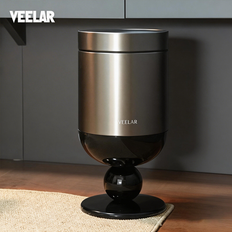 VEELAR无盖垃圾桶厨房客厅高脚杯家用大容量高颜值中古风轻奢意式