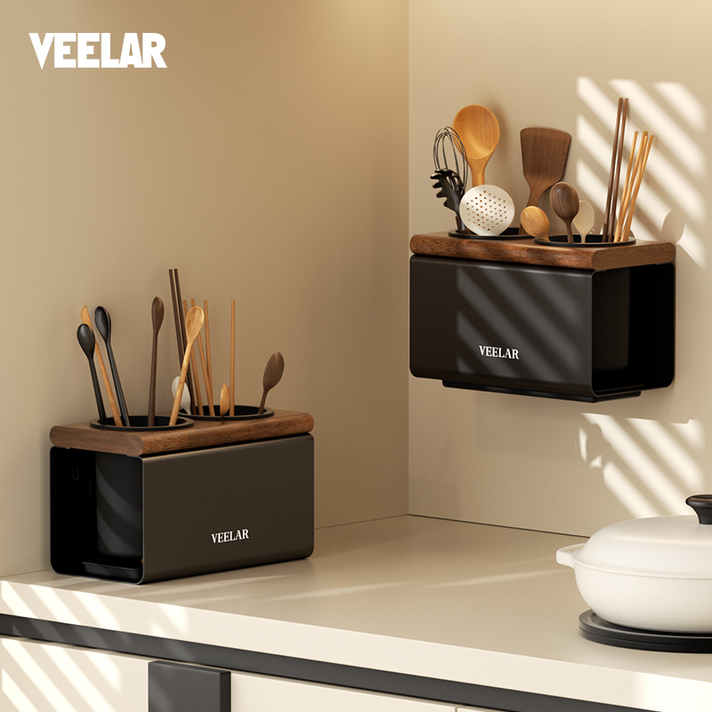 VEELAR筷子收纳盒壁挂式高级感家用筷子筒沥水架置物架筷笼篓新款