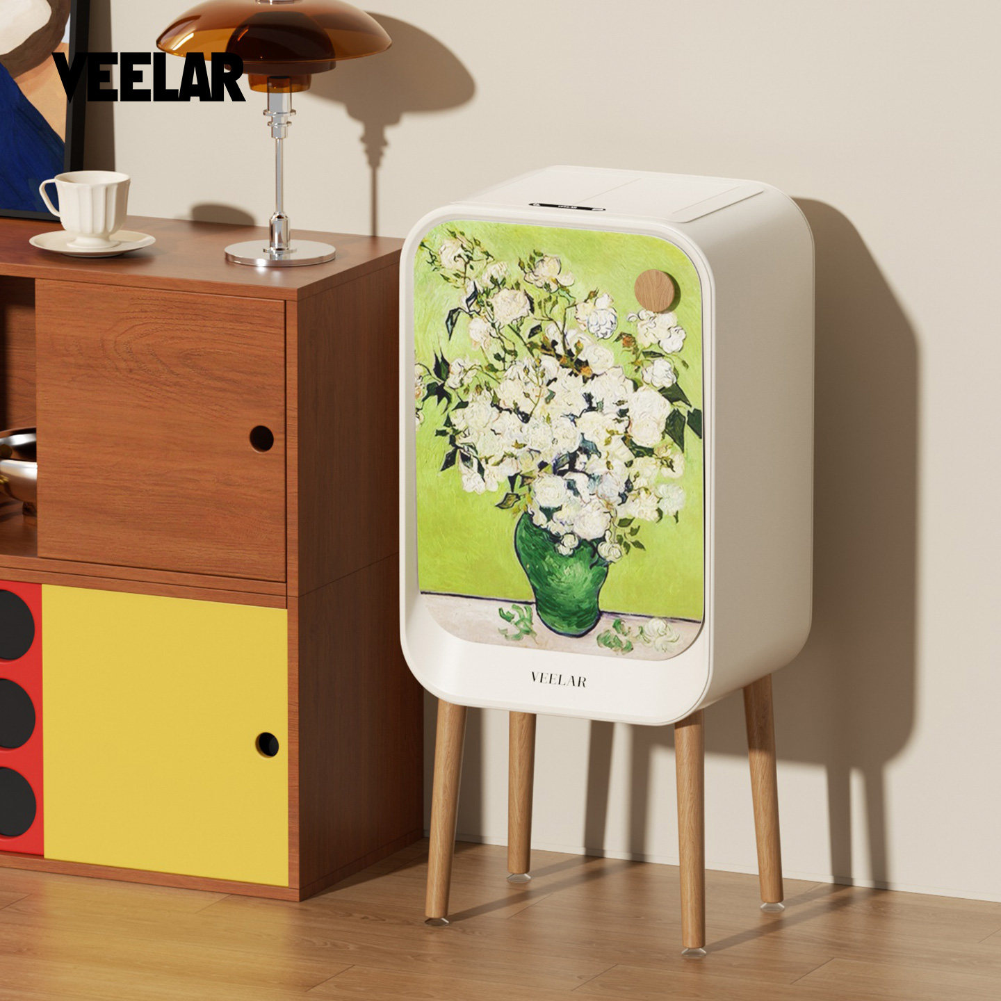 VEELAR智能感应垃圾桶家用客厅厨房高颜值大容量高脚桶高级感创意