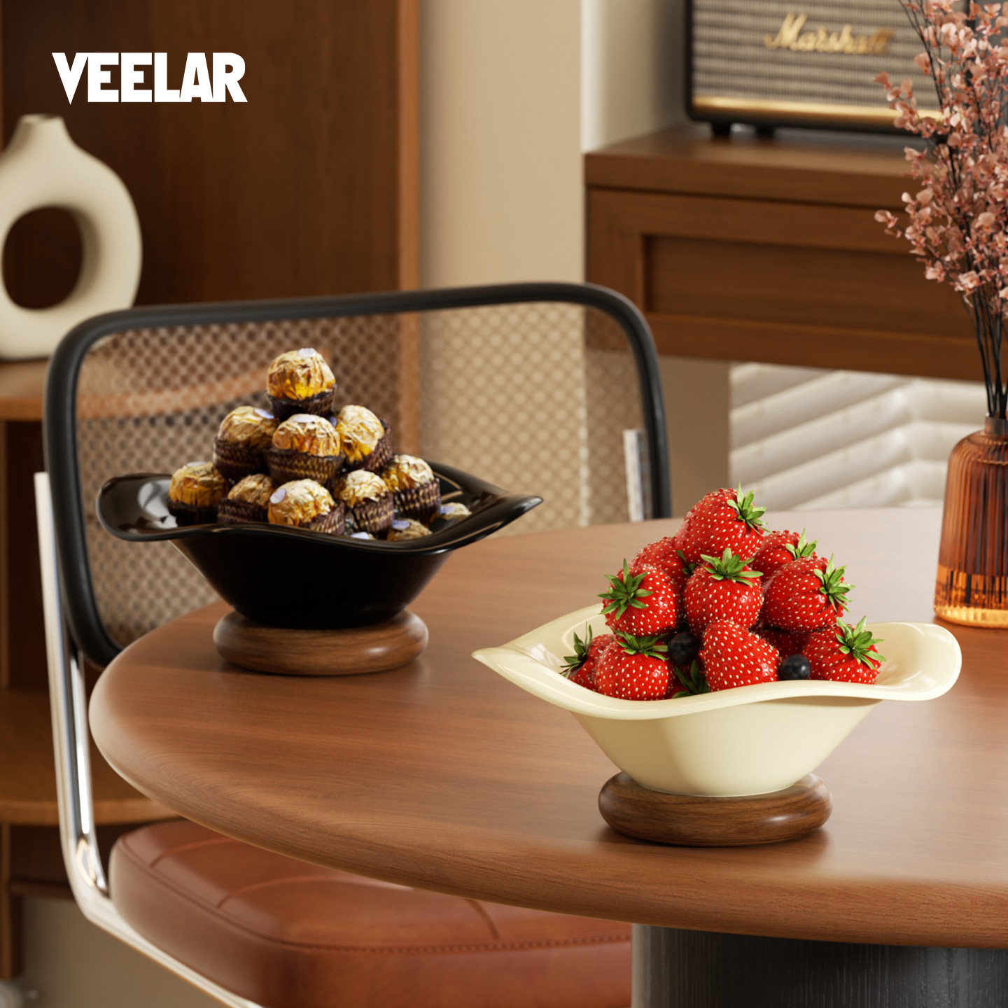 VEELAR陶瓷水果盘艺术客厅家用茶几高颜值零食糖果复古创意多用途