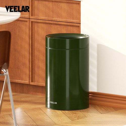 VEELAR客厅无盖垃圾桶简约家用卧室高颜值2026纸篓新款复古高级感