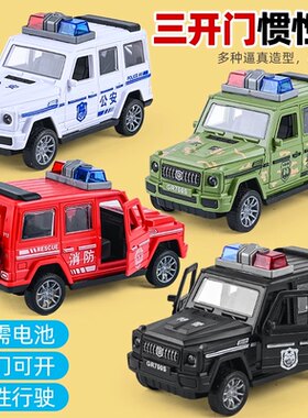 惯性可开门警车救护车坦克车消防车模型儿童男女孩玩具车地摊批发