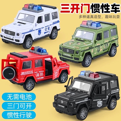 惯性可开门警车救护车坦克车消防车模型儿童男女孩玩具车地摊批发