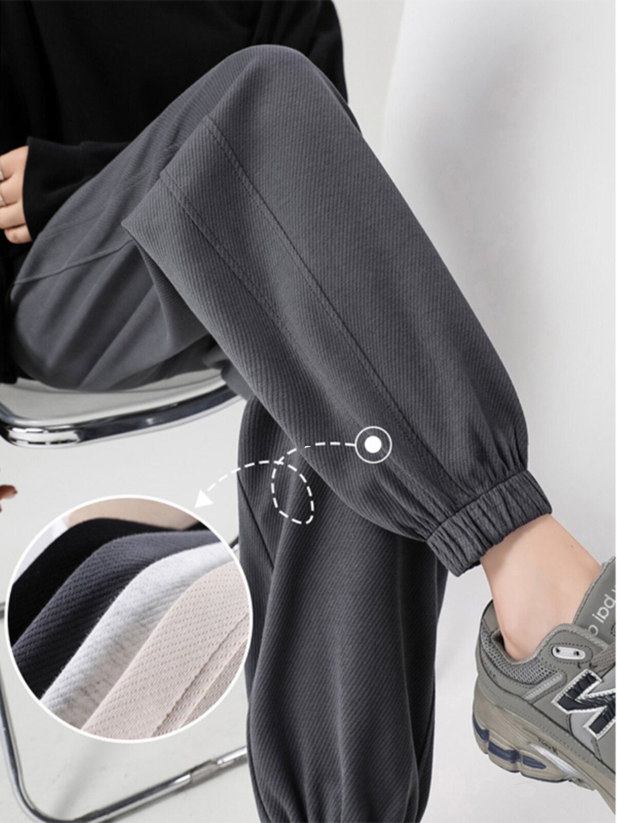 深灰色束脚运动裤女秋冬松紧高腰显瘦加绒加厚小个子休闲灯笼卫裤