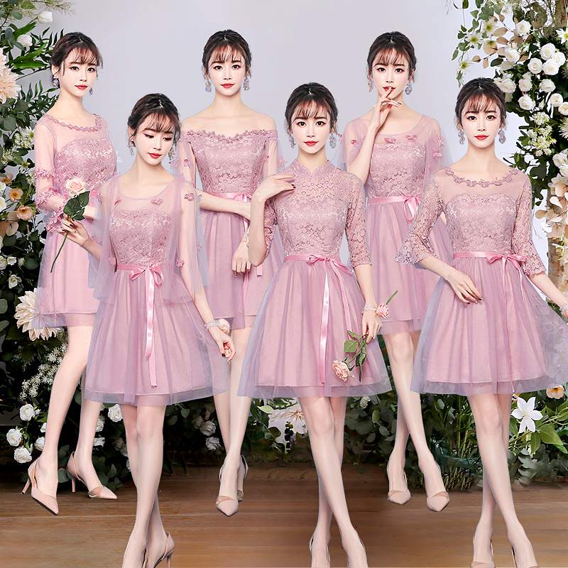 伴娘礼服女2020新款姐妹团闺蜜装短款裙灰色香槟新娘结婚春夏季|ruв категории Женская одежда, Cвадебные платья, платье/вечернее платье - от Buy2taobao.com для оказания профессиональной услуги покупки агента Taobao