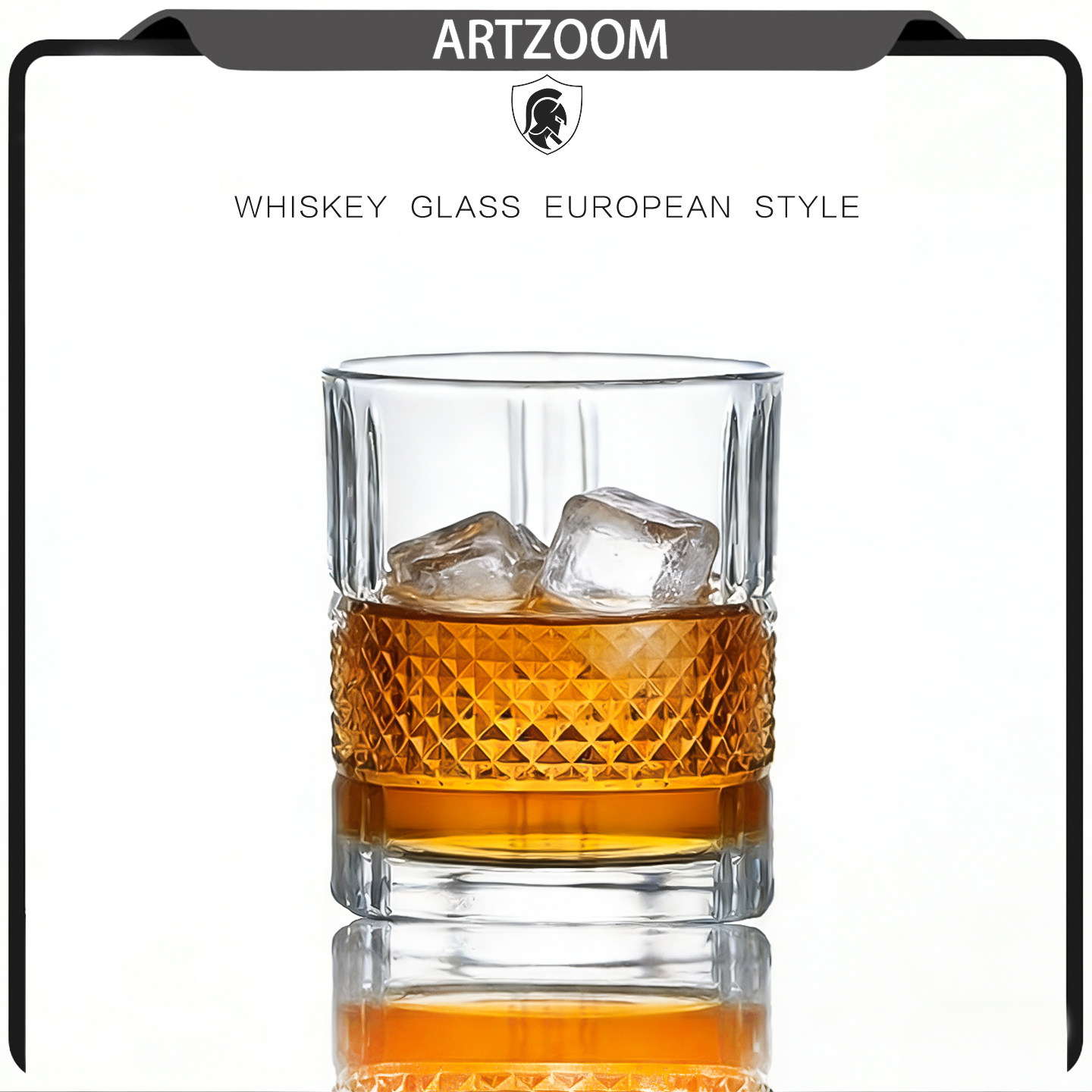 ARTZOOM 无铅水晶玻璃威士忌杯古典条纹杯烈酒杯圆冰球专用杯