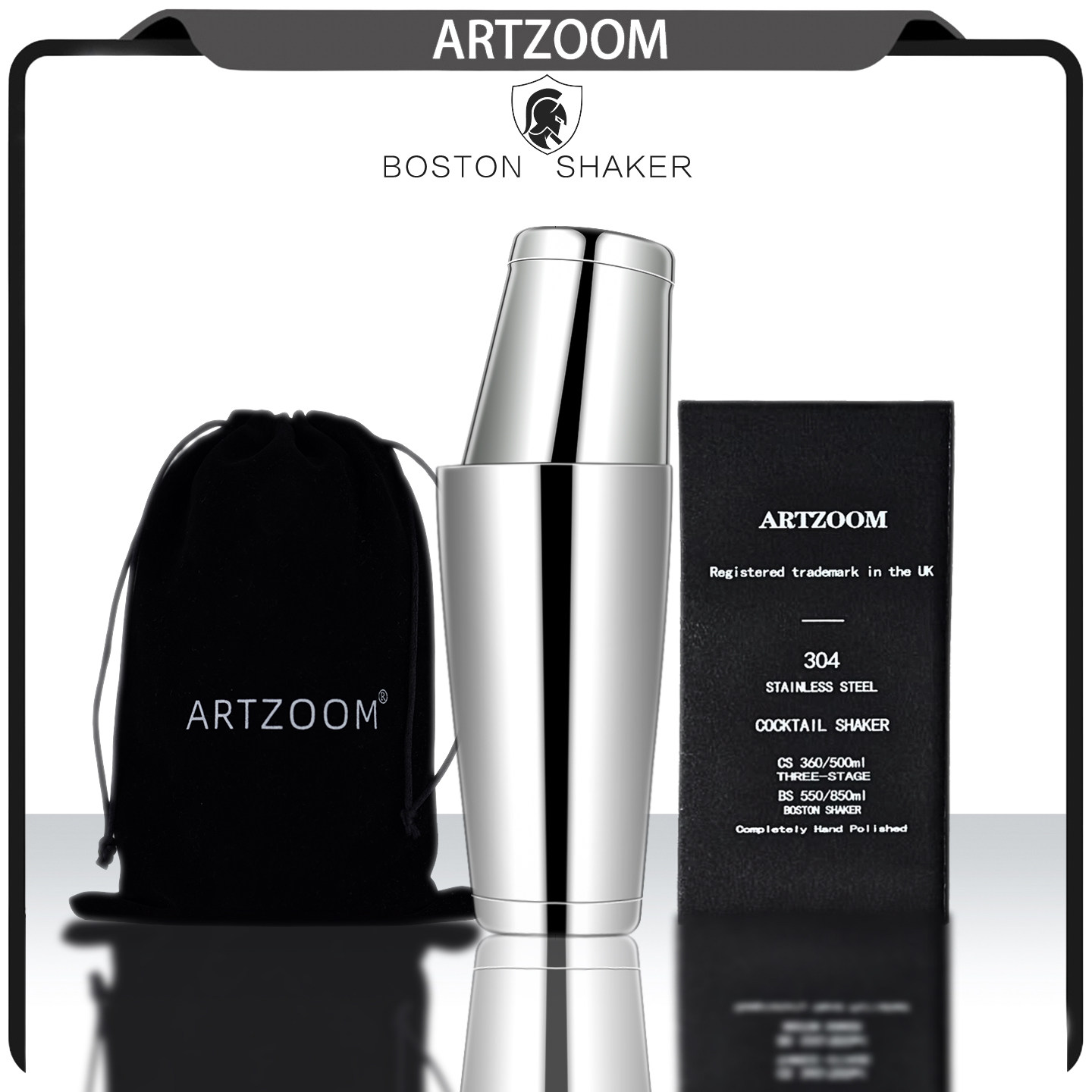 ARTZOOM 304专业调酒用具杯美式波士顿摇酒壶雪克壶Shaker