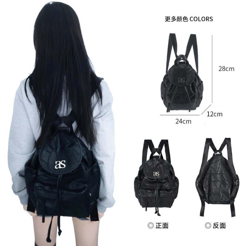 韩国设计师品牌ason绣花双肩包韩系辣妹包上学书包优质pu耐磨女包