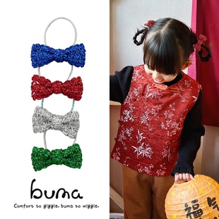 buma钻石色发绳夏季 百搭女宝可爱儿童头绳手工发绳水晶蝴蝶结发绳
