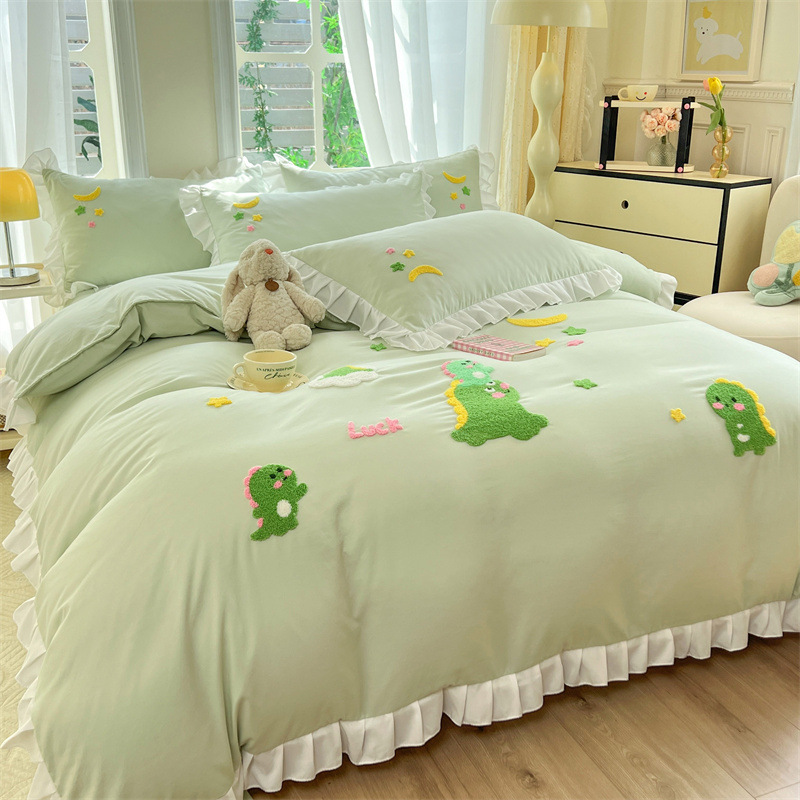 韩版小清新可爱少女心磨毛水洗棉床上四件套床单被套床笠2025新款