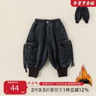 儿童加绒牛仔裤冬季2025新款中小童加厚长裤宝宝超保暖裤子C-K387
