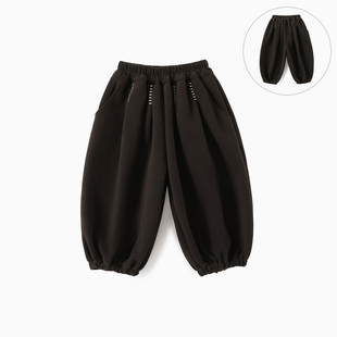 儿童百搭神裤春男女童宽松灯笼裤宝宝黑色束脚长裤休闲裤子C-K498