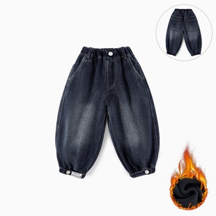 冬季 新款 男童韩版 子C 儿童牛仔裤 拼接口袋保暖束脚裤 K465 加绒