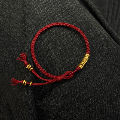 手工编织红绳手链男女情侣款本命年转运珠手绳可穿黄金饰品吊坠