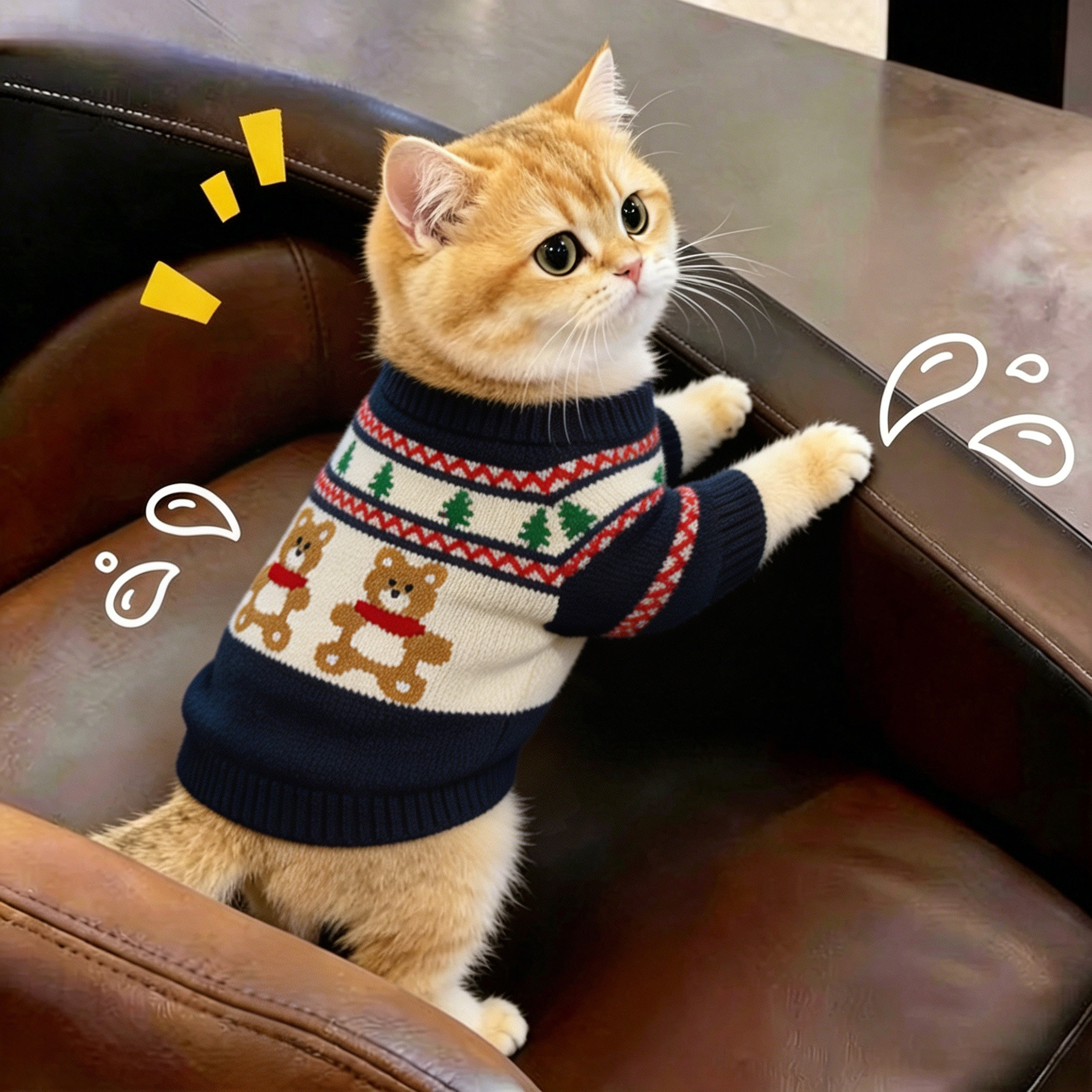 猫猫衣服2026新款秋冬季宠物猫咪加厚防着凉冬装小熊图案针织毛衣