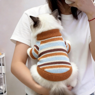 猫咪衣服冬季布偶猫冬装幼猫保暖户外焦糖色毛衣高领橘猫美短起司