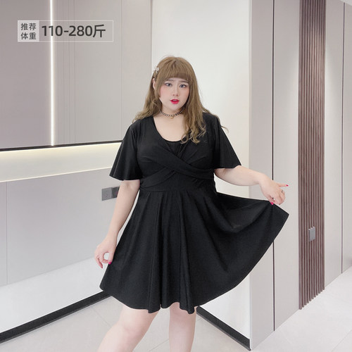 海边度假温泉弹力保守大码泳衣