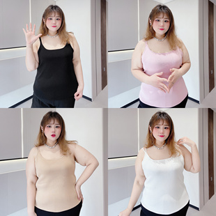 糖果色清新弹力胖妹胖莹莹大码 内搭纯色百搭简约方领打底背心 女装