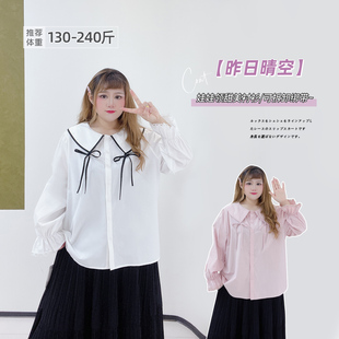 衬衫 甜美蝴蝶结温柔气质长袖 御姐高智通勤风上衣 女装 胖莹莹大码