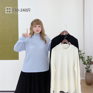 打底弹力针织衫 韩系甜美百搭蕾丝高领花边内搭薄款 女装 胖莹莹大码