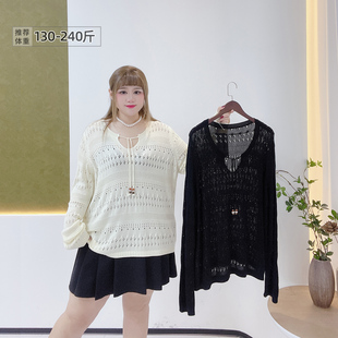 镂空纯欲系带显瘦百搭减龄针织衫 2026春慵懒风时尚 女装 胖莹莹大码