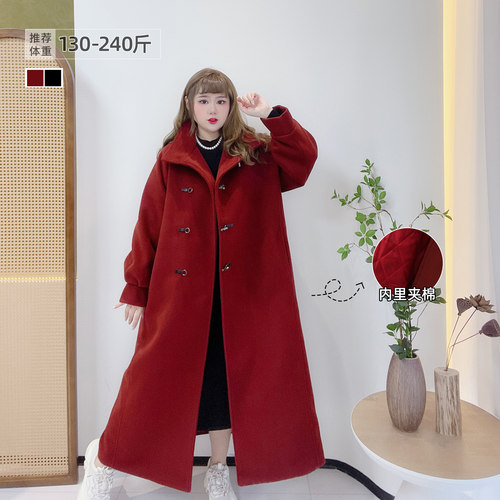韩系复古长款高级感毛呢外套