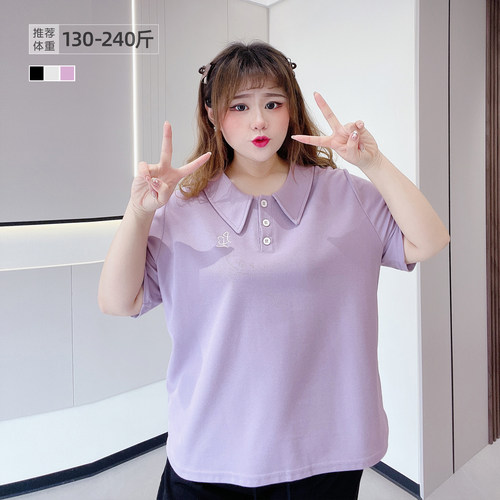 大码polo领显瘦休闲短袖t恤