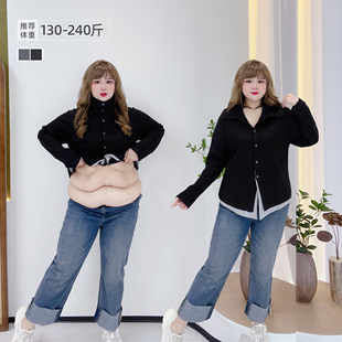 胖mm格雷风遮肉显瘦叠穿假两件内搭上衣 2025新款 胖莹莹大码 女装