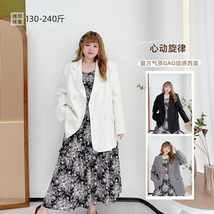韩版 女装 休闲气质设计感炸街西服 外套胖莹莹大码 高级腔调感小西装