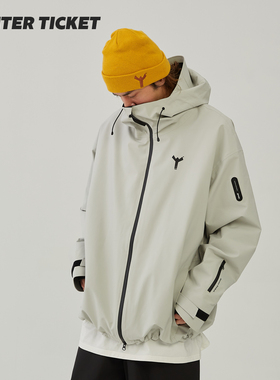 WinterTicket双单板自由式OVERSIZE宽大嘻哈Recco滑雪3L夹克雪服