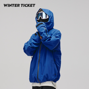 WinterTicket双单板自由式Oversize宽大嘻哈Recco滑雪3L夹克雪服